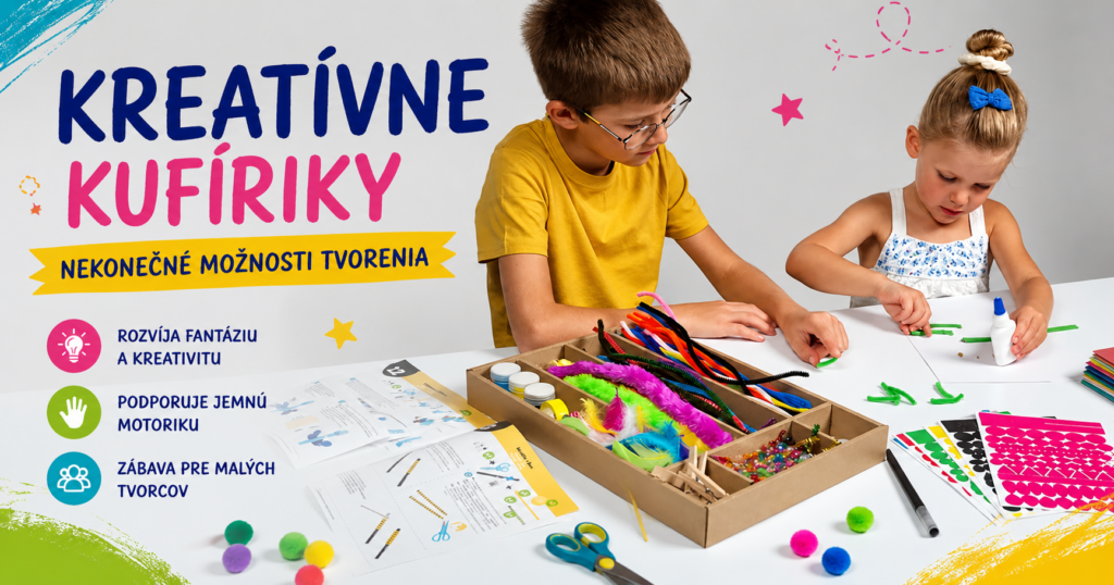 Kreatívny kufrík a nekonečné možnosti tvorenia Deti tvoria s kreatívnym kufríkom plným výtvarných a DIY pomôcok