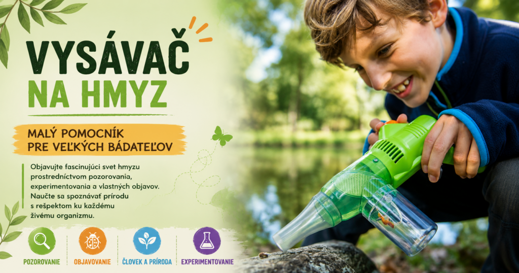 Dieťa pozoruje hmyz pomocou vysávača na hmyz počas objavovania prírody v exteriéri.
