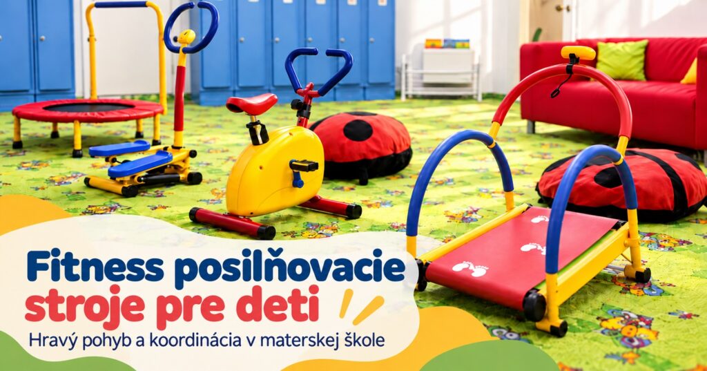Fitness posilňovacie stroje pre deti Farebné fitness posilňovacie stroje pre deti v materskej škole – detský rotoped, bežiaci pás a stepper