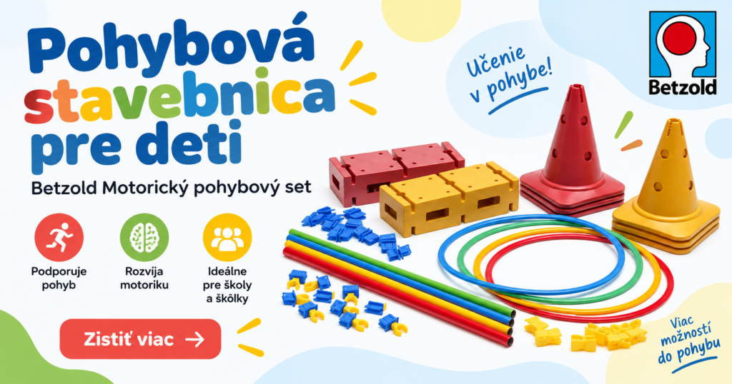 Pohybová stavebnica pre deti Betzold motorický pohybový set s kužeľmi, tyčami, obručami a spojkami
