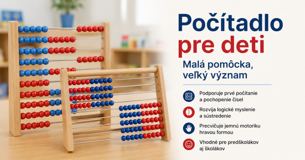 Počítadlo pre deti podporuje učenie hrou Drevené počítadlo pre deti s farebnými guľôčkami na učenie počítania a rozvoj matematických zručností.
