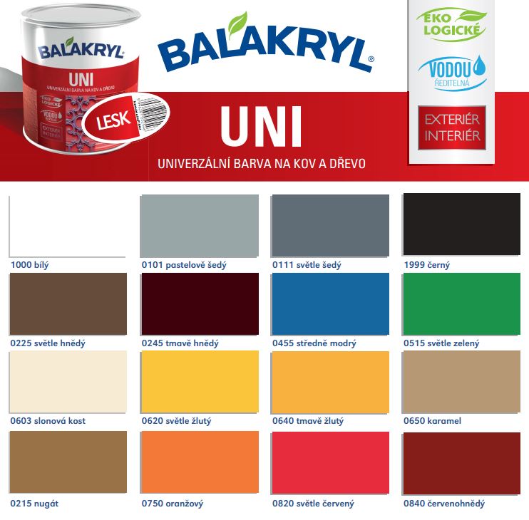 Finálne farby detského ihriská Balykryl UNI lesk