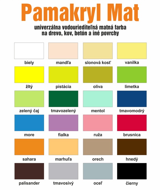Nové moderné farby v ponuke Pamakryl Mat
