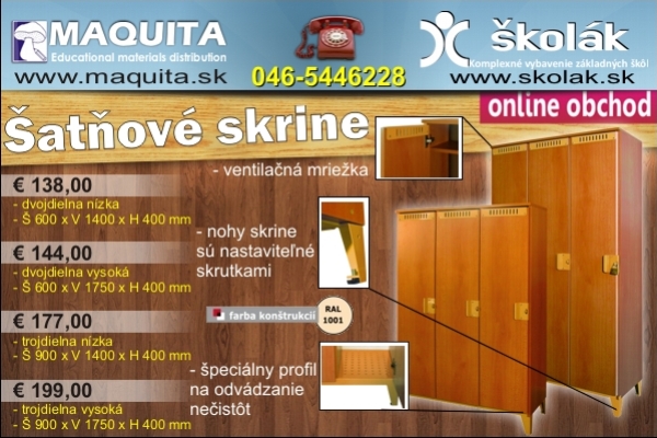 Osvedčené školské šatňové skrine Dina