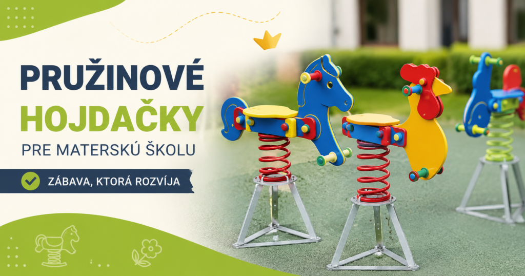 Farebné pružinové hojdačky pre materské školy a detské ihriská s motívom koníka, kohúta a ďalších zvieratiek.