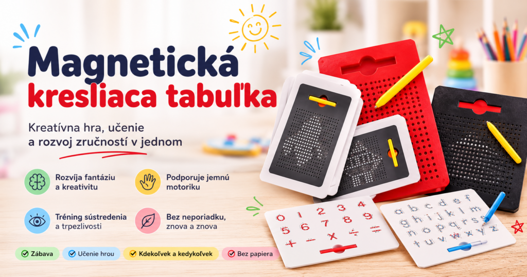 Magnetická kresliaca tabuľka s magnetickým perom Magnetická kresliaca tabuľka s magnetickým perom pre deti na kreslenie, písanie a rozvoj jemnej motoriky