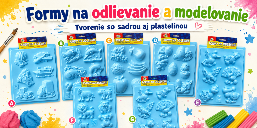 Formy na odlievanie a modelovanie pre deti Formy na odlievanie a modelovanie pre deti s motívmi dopravy, oceánu, ovocia, Veľkej noci, vtákov a zvierat