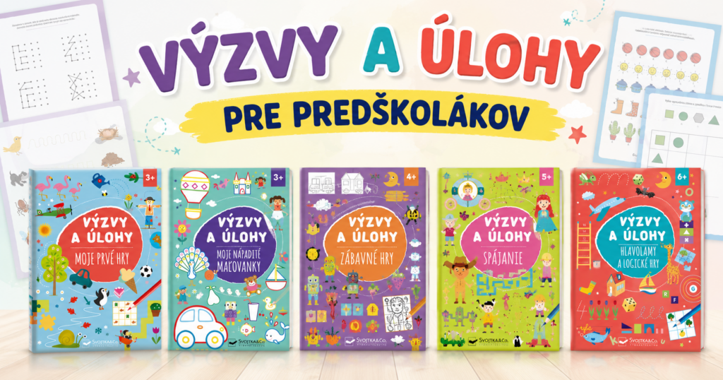 Výzvy a úlohy pre predškolákov – séria pracovných zošitov s logickými úlohami, maľovankami, spájaním a hlavolamami