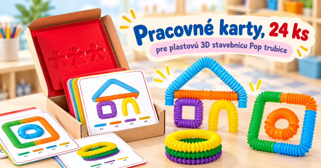 Pracovné karty 24 ks pre plastovú 3D stavebnicu Pop trubice
