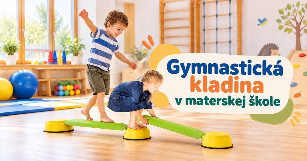 Gymnastická kladina pre materské školy Gymnastická kladina pre materské školy – deti cvičia rovnováhu na nízkej balančnej dráhe v detskej telocvični.
