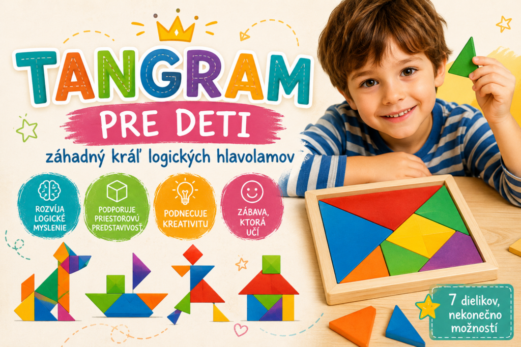Tangram pre deti – záhadný kráľ logických hlavolamov Tangram pre deti – farebný logický hlavolam zo siedmich geometrických dielikov na rozvoj kreativity a logického myslenia.