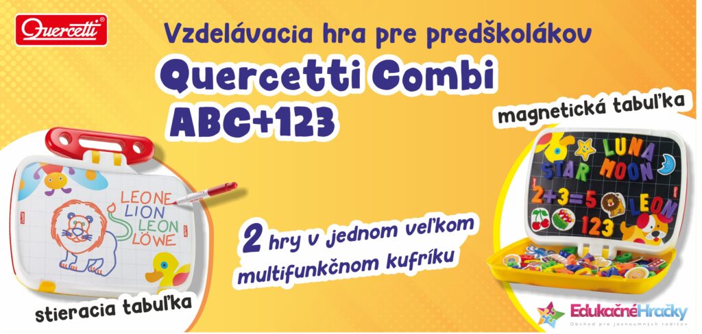 Učebná pomôcka pre každého malého školáka aj predškoláka Vzdelávacia hra pre predškolákov Quercetti Combi ABC+123
