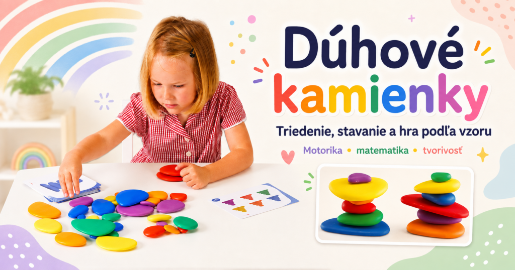 Dúhové kamienky od triedenia po stavanie Dúhové kamienky pre deti – triedenie, stavanie a hra podľa vzoru