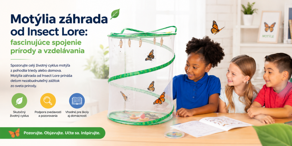 Ako funguje Motýlia záhrada: z húsenice až po motýľa Deti pozorujú Motýliu záhradu od Insect Lore, v ktorej sa húsenice premieňajú na motýle v sieťovanej pozorovacej klietke.