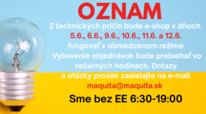 Oznam o obmedzenej prevádzke