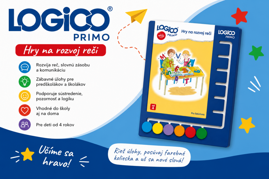 LOGICO Primo – didaktický rámik s pracovnou kartou na rozvoj reči, slovnej zásoby, logického myslenia a samostatného učenia detí od 4 rokov.