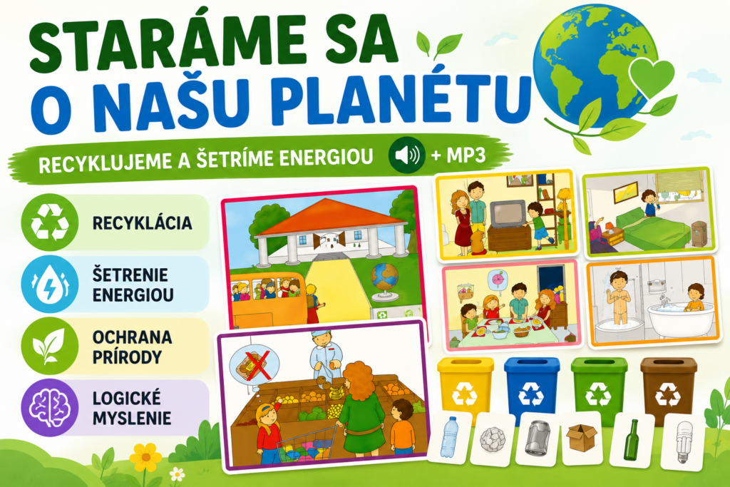 Vzdelávacia hra Staráme sa o našu planétu učí deti recyklovať, šetriť energiou a chrániť životné prostredie.