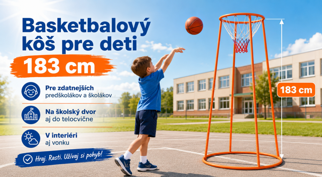 Basketbalový kôš pre deti s výškou 183 cm na školský dvor