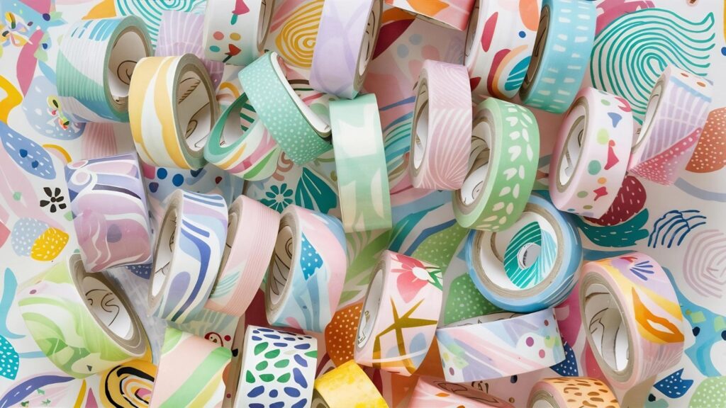 Farebné Washi Tape s rôznymi vzormi na kreatívne tvorenie s deťmi