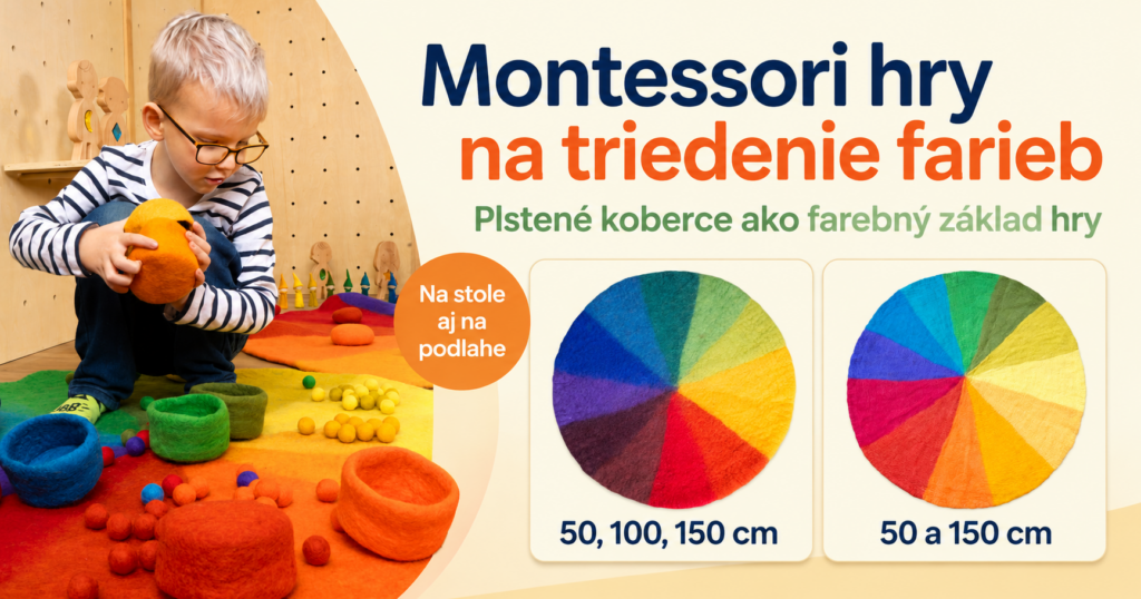 Montessori hry na triedenie farieb s plstenými kobercami