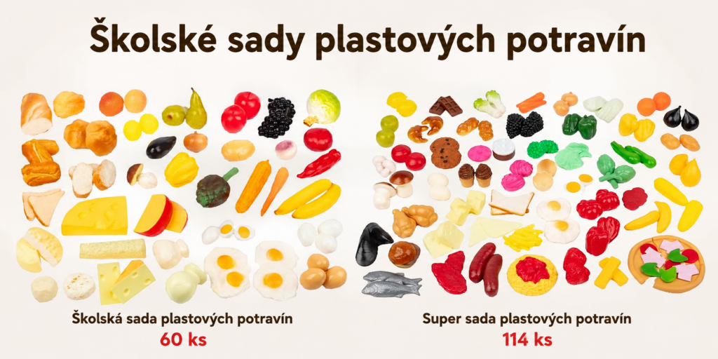 Školské sady plastových potravín – makety potravín na hry a aktivity v MŠ